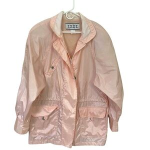 Vintage Izzy 1980/90’s Pink‎ Full Zip Windbreaker Rain Jacket Size Large Y2K EUC